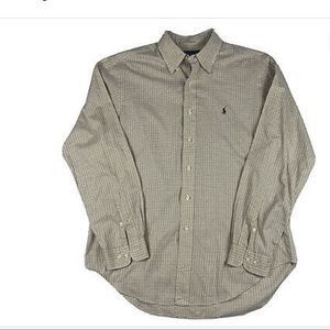 Ralph Lauren 100% Cotton Black &White square check Button Down Oxford Shirt Med